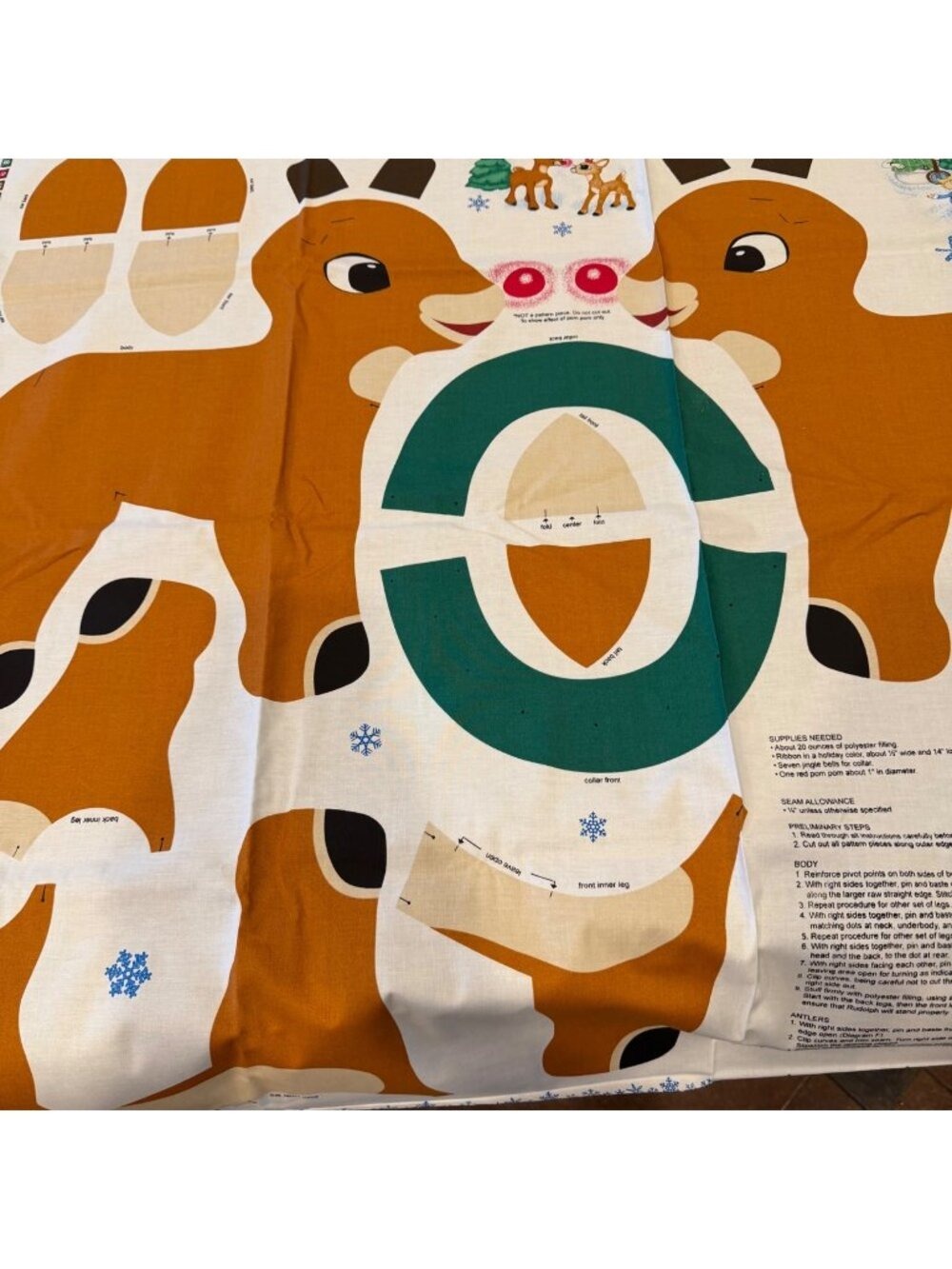 Rudolph Reindeer Cut Sew Fabric Panel Sewing Kit VIP Cotton DiY Christmas Pillow